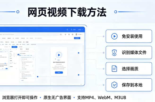 网页视频下载完整纯净教程：5 类无广告正规方法 + 工具推荐